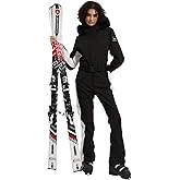 BGX Women Ski Suit One Piece Snowsuit Snowboard Slim Fit Insulated Jumpsuit Waterproof Windproof Winter Sports Warm(XS,BLK Wht)