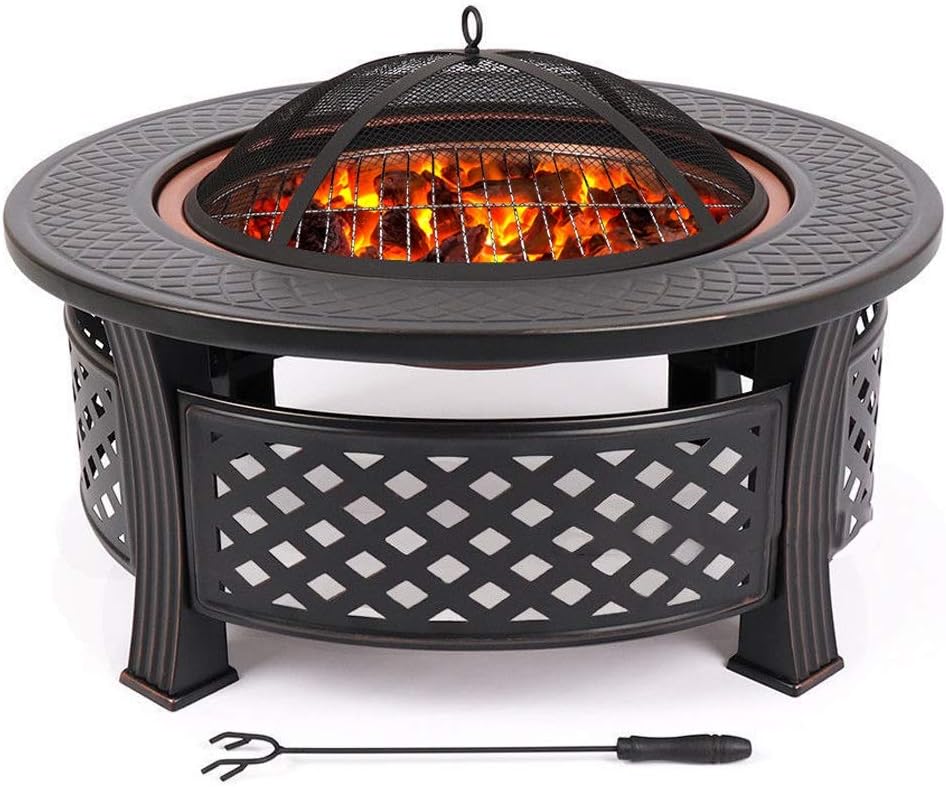 Fogón al aire libre - 31 pulgadas gran hoguera de leña Patio y patio