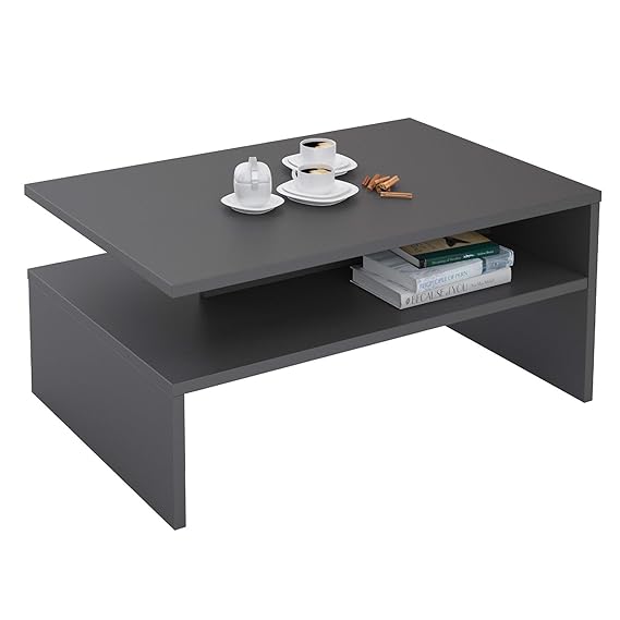 CARO-Möbel Couchtisch Wohnzimmertisch Beistelltisch Paulina in anthrazit grau 90x60 cm