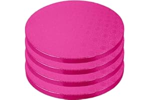 PIXIPY Cake Boards - 4 Pack, 12 inch, Pink - Reusable Round Cake Drums for Showstopping Desserts - Heavy-Duty Cardboard Bases with Elegant Patterns - Sturdy 1/2 Inch Thick - Professional Fully Wrapped Edges