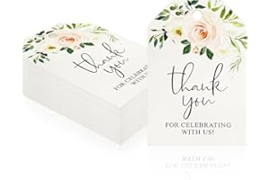 WELANE Thank You Tags, 100 PCS Flower Personalized Gift Tags for Wedding, Bridal Showers, Party Gift Wrapping (5 x 7.5cm/1.9 