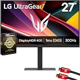 LG 27 Inch Ultragear IPS QHD 1440p 300Hz 1ms G-Sync Compatible Gaming Monitor 27G640A-B Bundle with Deco Essentials Exclusive 26 Months CPS Enhanced Protection Pack and 2X Deco Gear 6FT 4K HDMI Cable
