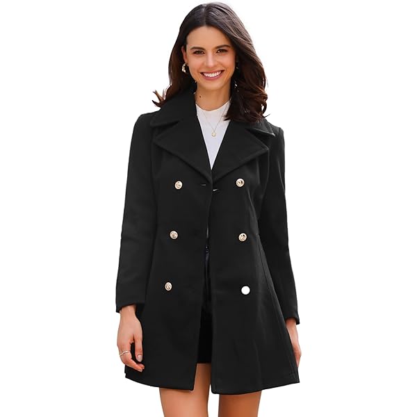 Amazon.com: Allegra K Stand Collar Coat for Women's Double