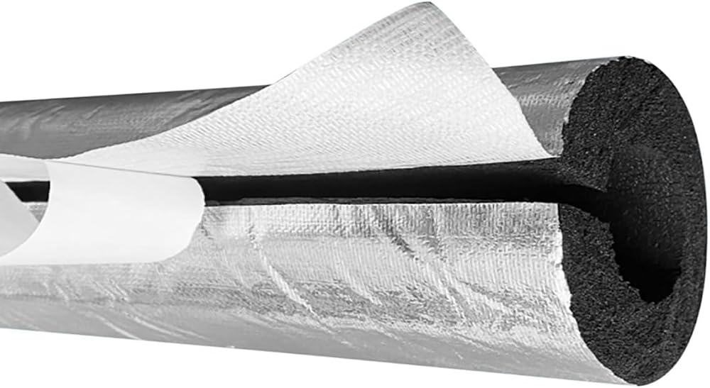 POWRZZZY Pipe Insulation Foam Tube Wrap Rubber Foil 10mm Freeze Protection 1m