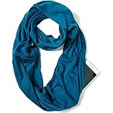 elzama Infinity Loop Solid Color Scarf With Hidden Zipper Pocket For Women - Lightweight Travel Neck Wrap