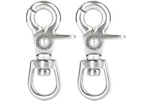 AOWESM 2-5/8 inch Trigger Snap Hooks, Stainless Steel 316 Swivel Trigger Snaps, Marine Grade Scissor Snaps, 1/2 inch Lobster Claw Clips - for Flag Pole, Pet Leash, Camera Straps, and More (Set of 2)