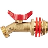 MinimproverBrass Water Ball Valve with Bulkhead Fitting Adapter,3/4"Male G Threaded to 3/4" Male GHT Outlet,Rain Barrel Inlet