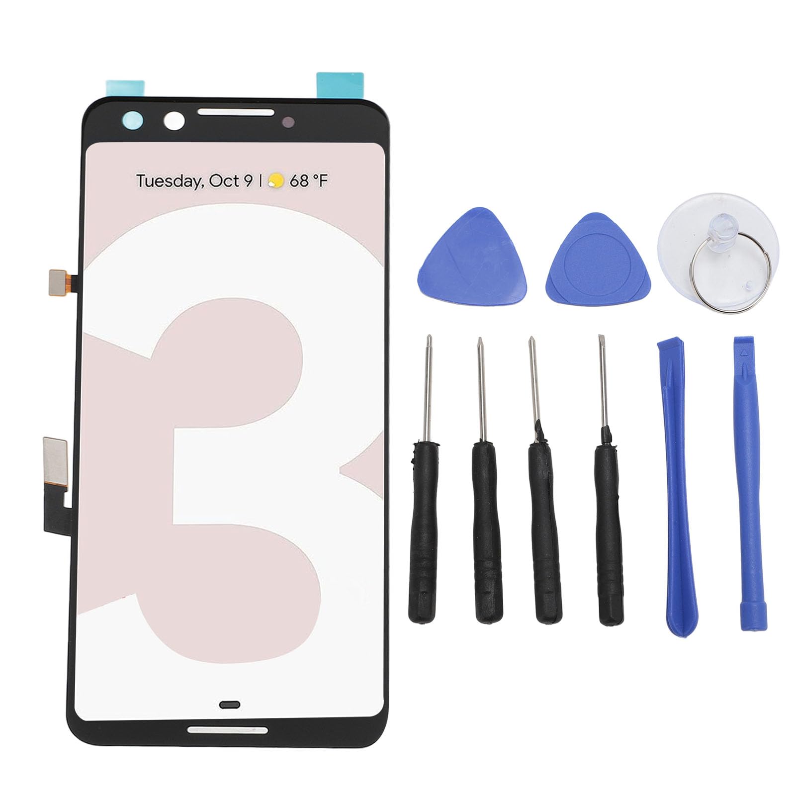 Organic AMOLED Screen Replacement for G013A G013B, 5.5 Inch Pixel 3 Frame, Digitizer Assembly with Frame Repair Tools for Pixel 3