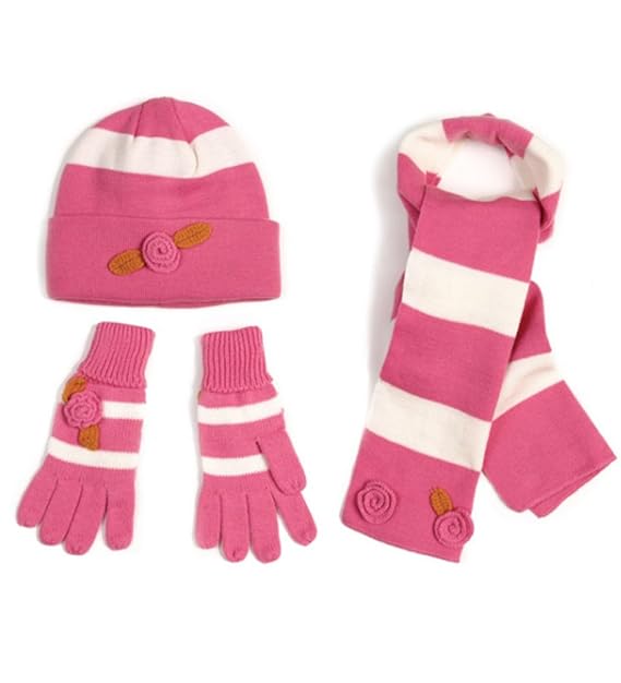 pink scarf and glove set