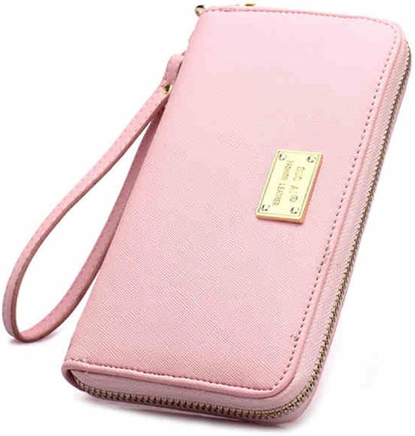 Leather Wallets for Women Long Large Capacity Purse with Wristlet Strap