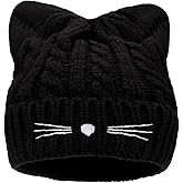 Kids Girls Cat Ear Hat Winter Warm Knit Beanie Cute Ski Skull Cap for Ages 7-12