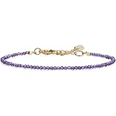 COAI Women's Crystal Bracelet for Women, Moonstone/Tourmaline/Amethyst/African Turquoise Tiny Beads Bracelet