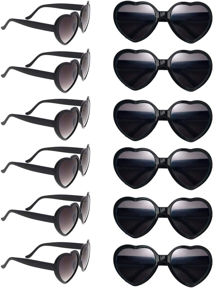 SUNOVELTIES12 Pack Neon Colors Heart Shape Party Favors Sunglasses Unisex Wholesale