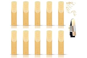 Roczential 10 Pack Alto Saxophone Reed 2.5 2.8 x 0.6 Inch Clarinet Reeds Musical Instrument Accessories for Alto Sax or Clari