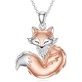 Sonouli Diamond Fox Necklace 925 Sterling Silver Lab Grown Diamond Fox Pendant Necklace Gift for Women
