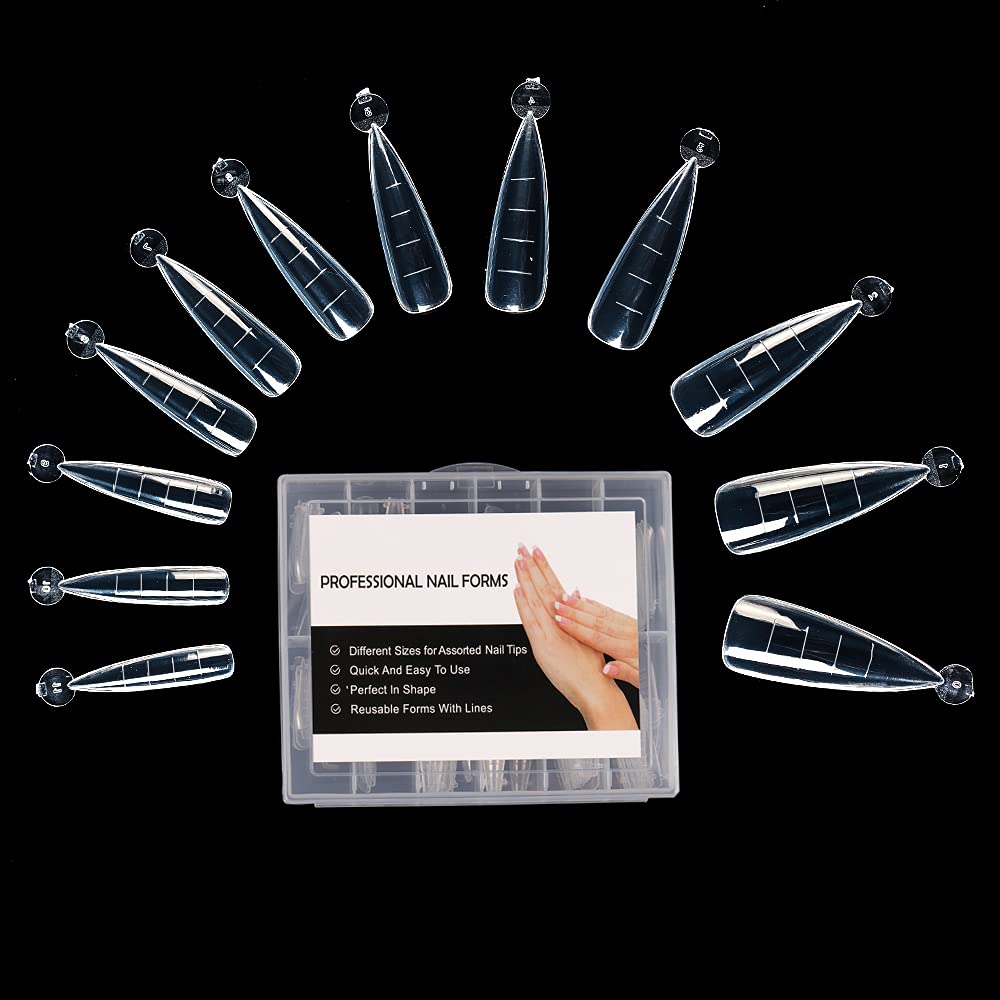 BNG Dual Nail Forms For Gel Builder 120 Pcs Stiletto Dual Forms, Professional Polymer Gel Nails Extension Mold Full Cover Acrylic Nail Molds Quick Building, Mold B