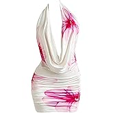 SOLY HUX Women's Floral Print Sundresses Halter Cowl Neck Summer Bodycon Mini Dress Vacation Outfits