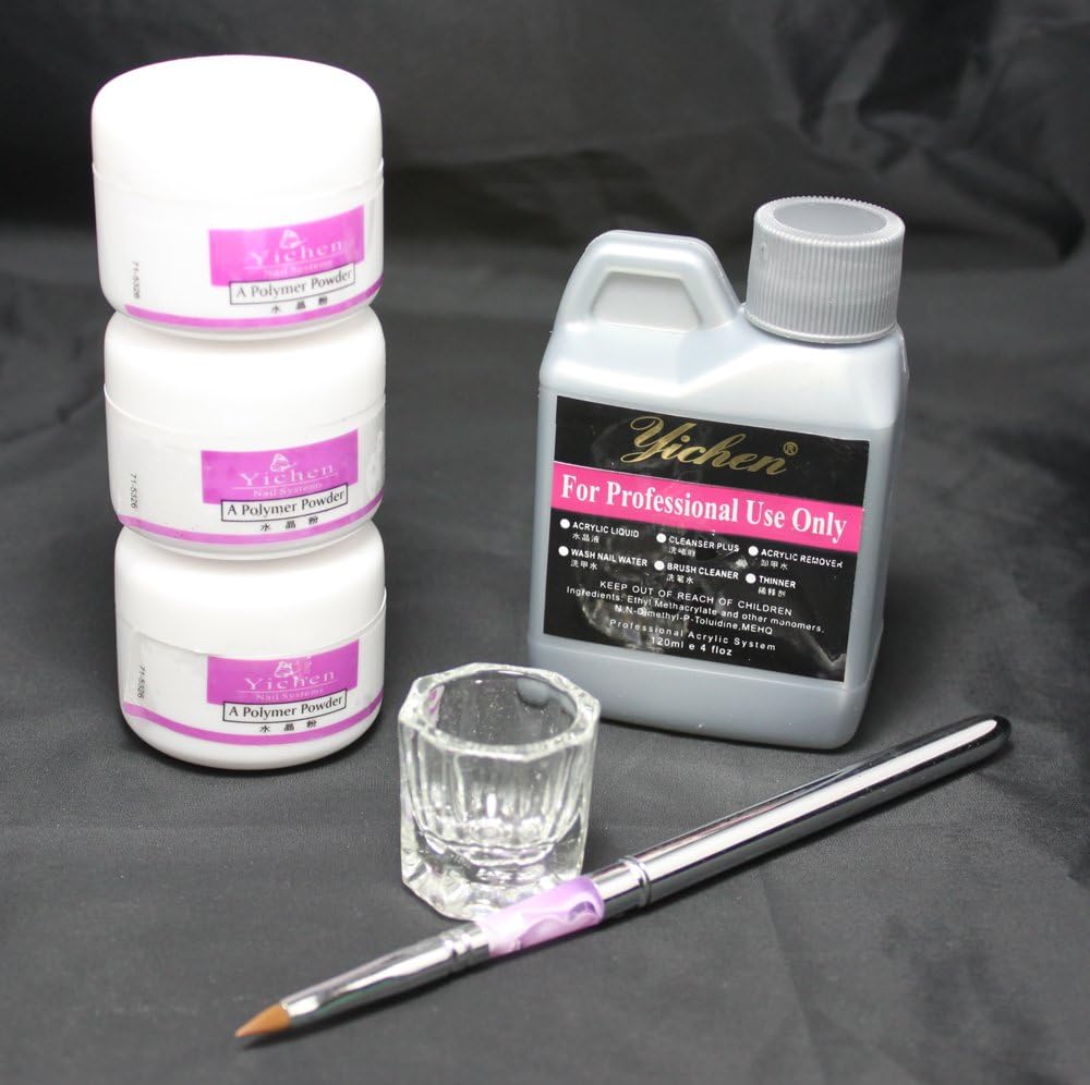 Ships From CA,USA Basic Nail Art Kit White Pink Clear Acrylic Powder Acrylic Liquid Pen Dappen Dish Kit
