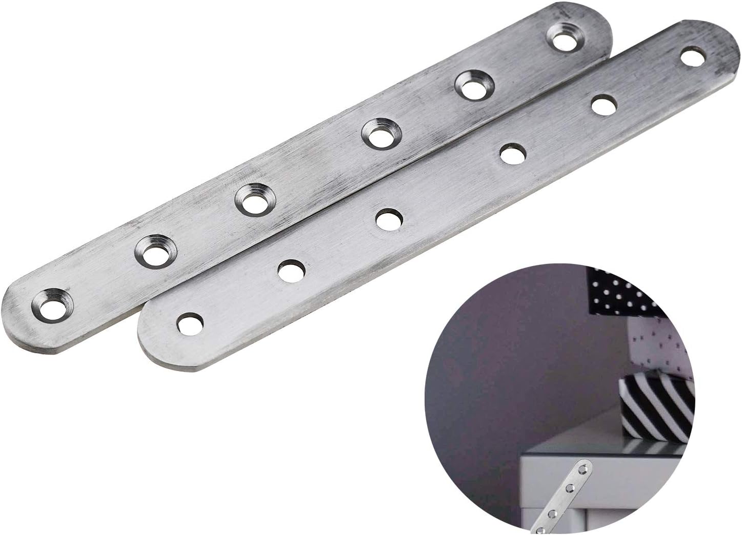 OTOTEC Stainless Steel Flat Plate Connector Straight Support Shelf Bracket with Screws 6pcs 160x20x3mm, Silver - Image 5