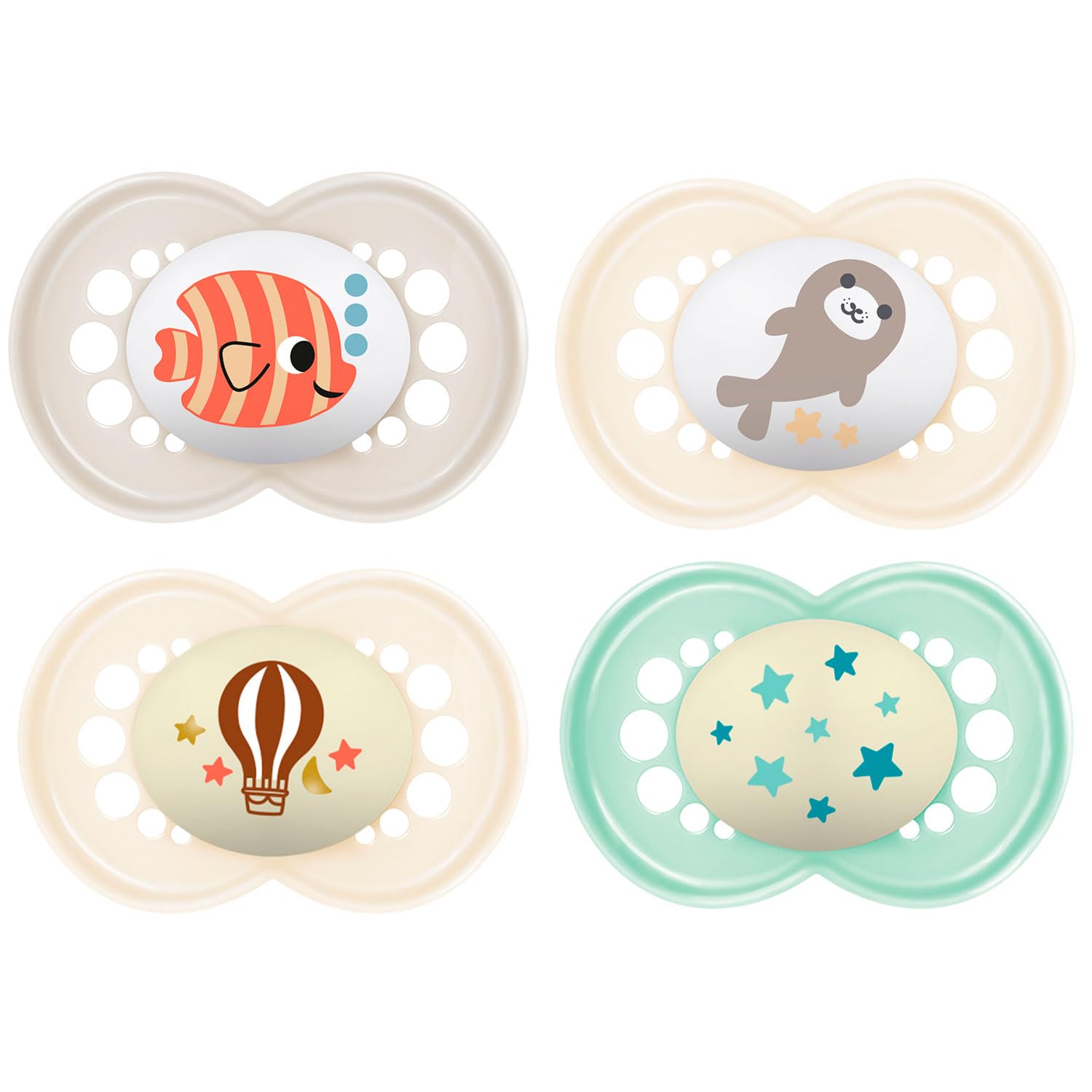 MAM Original Silicone Dummis 16 + months SkinSoft Silicone, 4 pieces - value pack for girls, 2 travel boxes