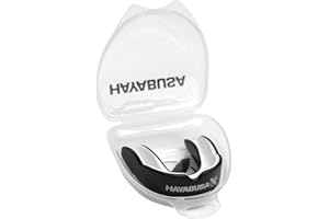 Hayabusa Combat Sports Mouth Guard Youth, Kids and Adult Sizes Comes With Case - Black/White, Adult
