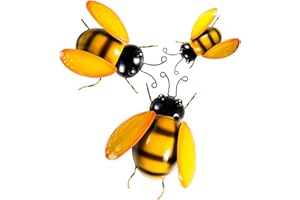 Vindar Metal Wall Art Bee Sculpture Garden Wall Art Decor Set of 3 Bee Outdoor and Indoor Decorative Art Wall Sculptures