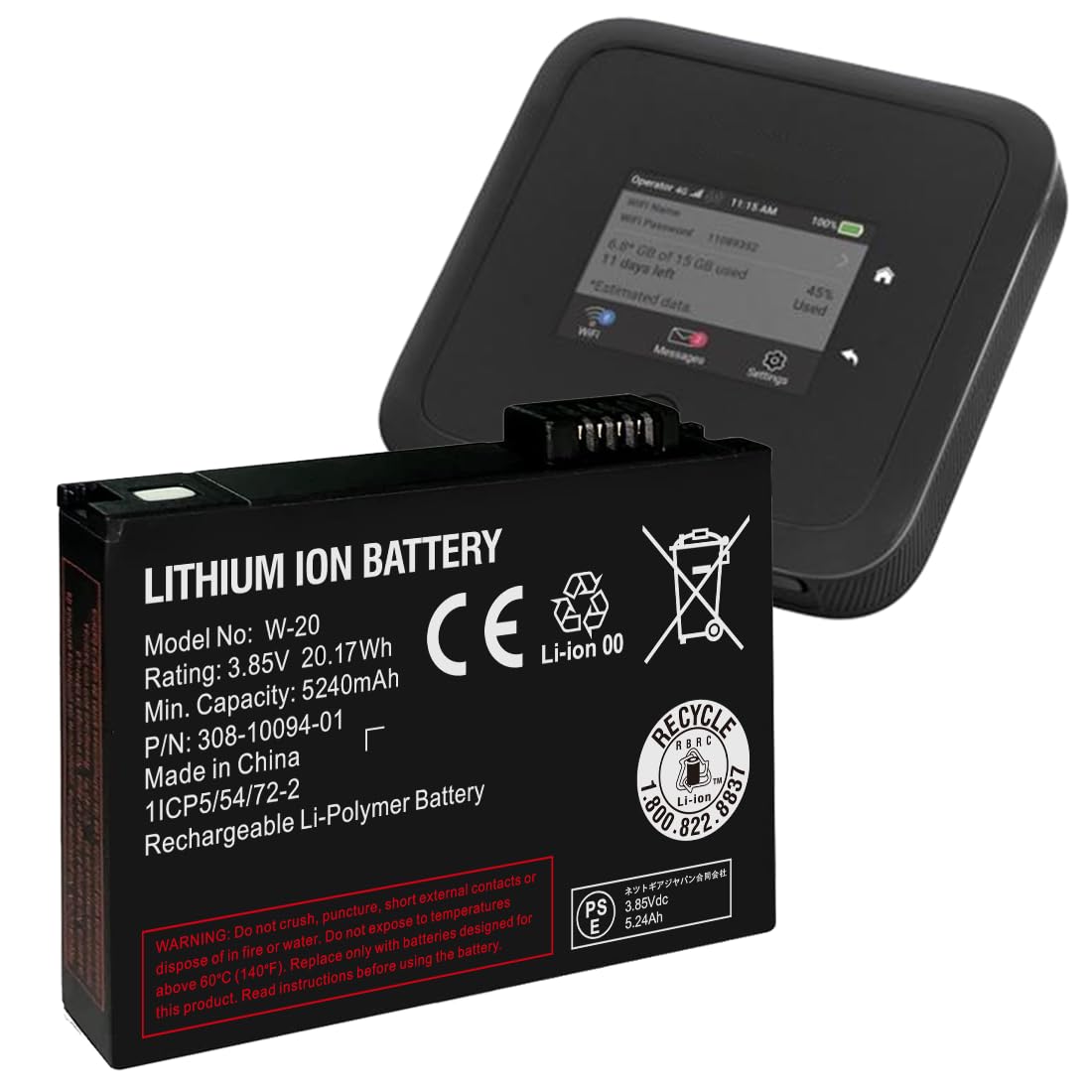 5240mAh W-20 Battery,Higher Capacity Replacement