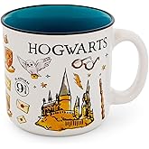 Silver Buffalo Harry Potter Hogwarts All Over Icons Destination Ceramic Camper Mug | Wizarding World Gifts And Collectibles | Holds 20 Ounces