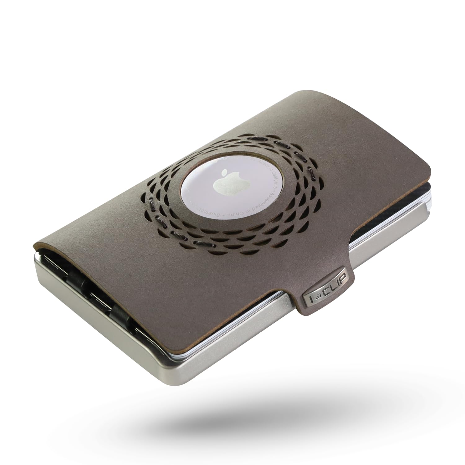 I-CLIP Stainless Steel for Apple AirTag with Interchangeable Moneyclip - Wallet - Slim Wallet - Wallet Compatible with AirTag - Steel Blasted Urban Grey
