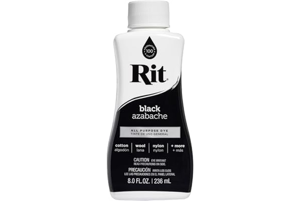 Rit Dye 88150 All Purpose Liquid Dye, Black, 8 Fl Oz (Pack of 1)