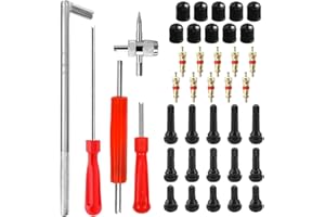 Zpana 40PCS Car Valve Stem Removal Tool Kit, 4 Way Vehicle Tire Core Puller Installer Set with 5PCS TR412 TR413 TR414, Dual Single Head Auto Tyre Repair Accessories, Universal Fit