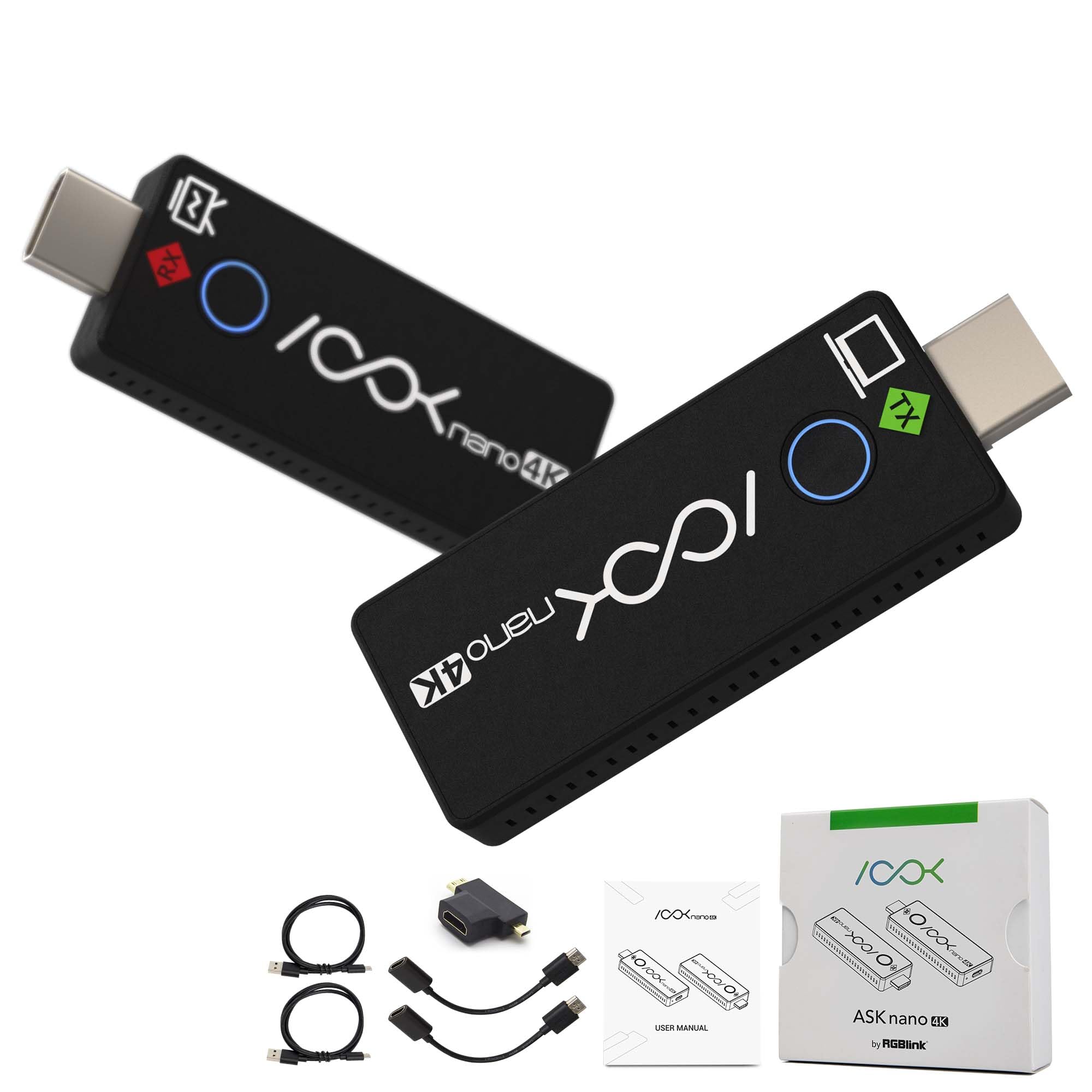 RGBlink 4K Wireless HDMI Transmitter and Receiver Kit,Plug and Play,Wireless HDMI Extender Multiple Receivers,Supports PC/Phones/Laptop for Meetings Live Broadcasts Zoom 3840×2160@60Hz Output