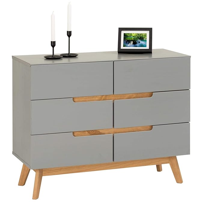 IDIMEX Kommode Schubladenkommode Tibor in nordischen Design, Sideboard Anrichte mit 6 Schubladen im skandinavischen Design, K