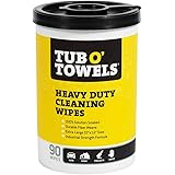 Tub O Towels TW90 Heavy-Duty 10" x 12" Size Multi-Surface Cleaning Wipes, 90 Count Per Canister