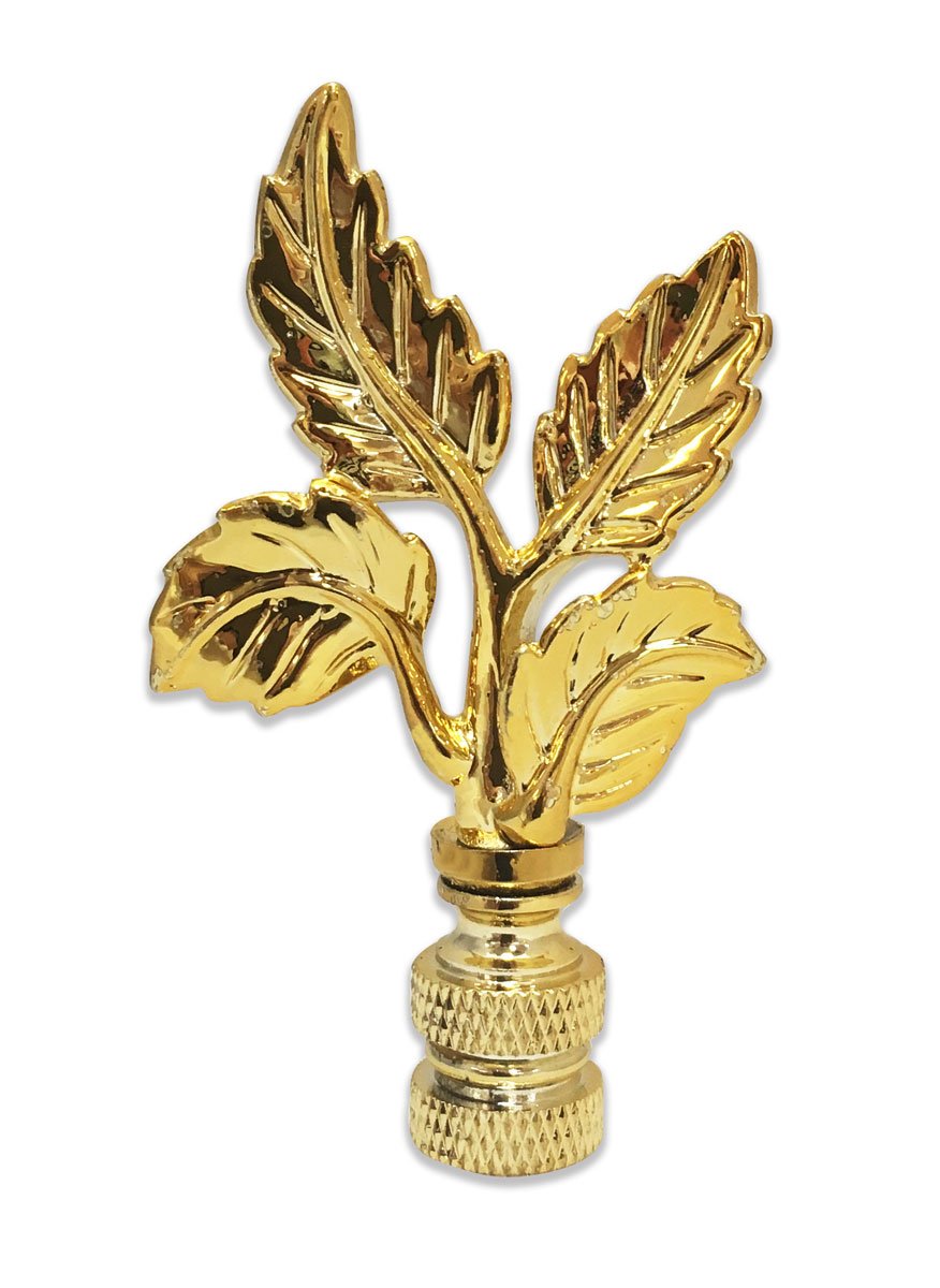 Royal Designs Elegant Leaves Lamp Finial for Lamp Shade- Polished Brass