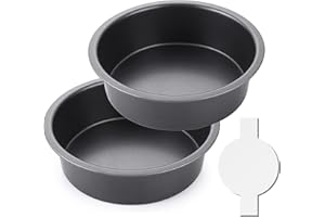 HONGBAKE 8 Inch Round Cake Pan Set for Baking with 60 Pieces Parchment Paper, Nonstick Deeper Circle Cake Pans Set of 2, Layer Cake Tin, Cheesecake Mold, Huty Duty - Grey