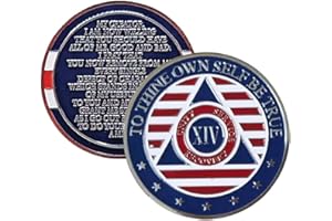 MYRECOVERYSTORE 14 Year Alcoholics Anonymous Chip 7th Step Prayer on Back w/Coin Capsule
