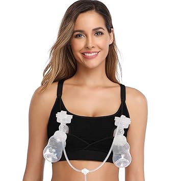Amazon Com Hands Free Pumping Bra And Nursing Bra Wireless And Comfortable Adjustable Breastfeeding Bra Suitable For Breast Pumps S Xxl M Black Baby