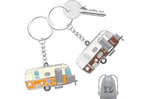 Haigoo Camper Keychain Happy RV Keyring RV Keychain Couples Keychain Set Gifts for Men Women Camping Accessories 2 Pack