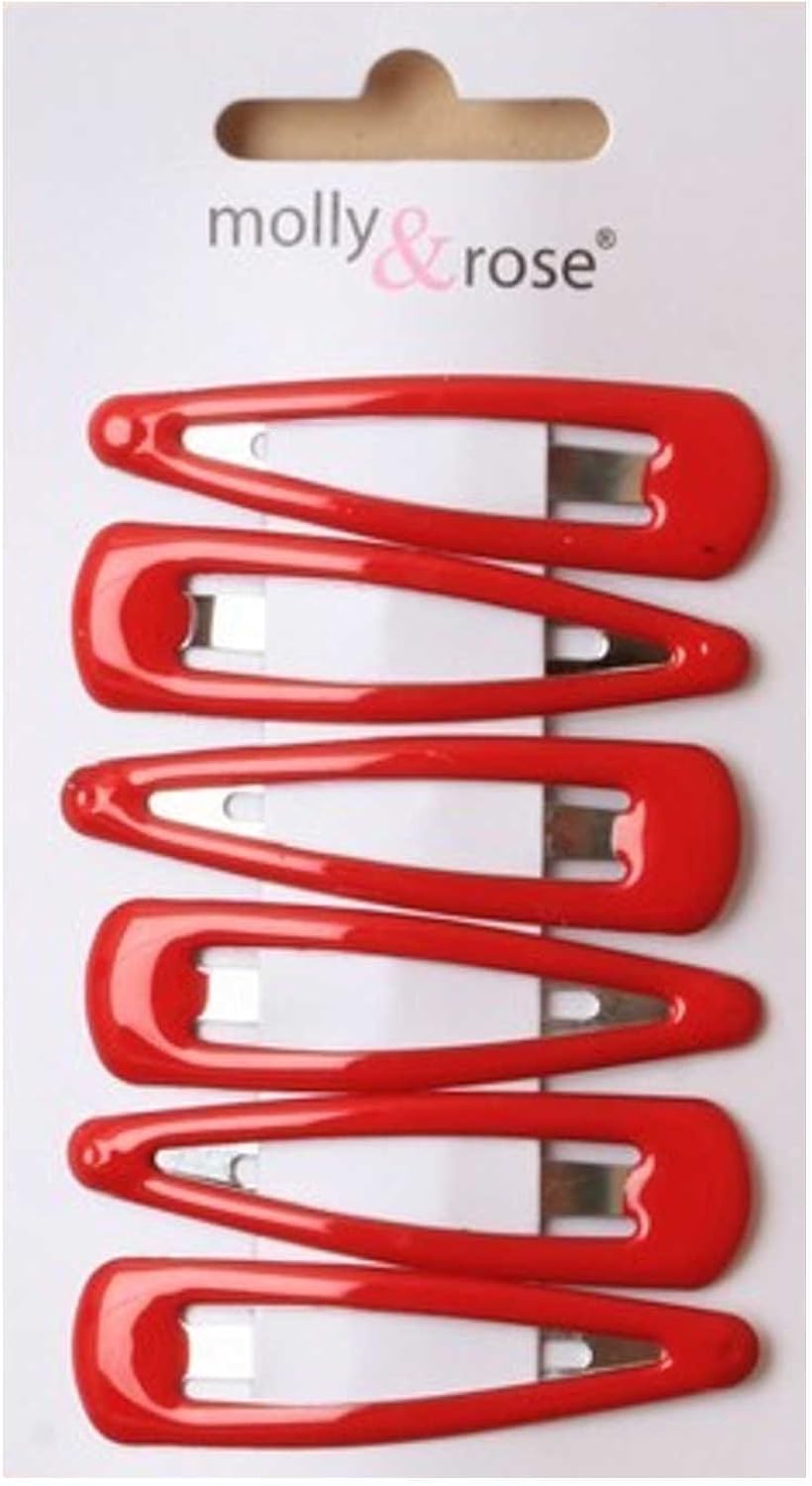 5cm Hair Sleepies Clips Accessories - School Colour Red, 6 count (Pack of 1)