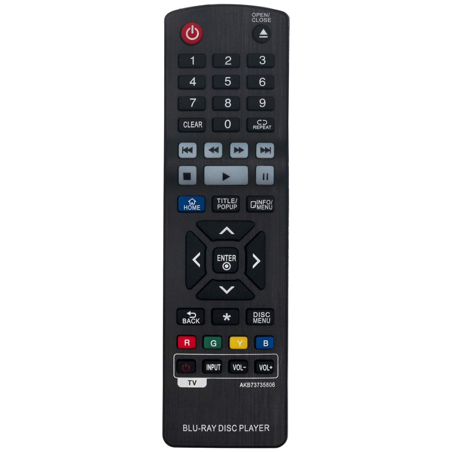 AKB73735806 Replace Remote Control-VINABTY BluRay Remote Control Replace for LG AKB73735806 BLU-RAY DISCPLAYER BP630S BP630N BP440 BP440N BP440K BPM54 BP330 BP430 BP430N BP735 BP735B BP550 BP530 BP540