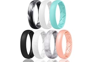 Egnaro Women's Silicone Anniversary Rings, Inner Arc Ergonomic Breathable Design with half sizes, Rubber Wedding Bands，5.5mm Wide-2mm Thick