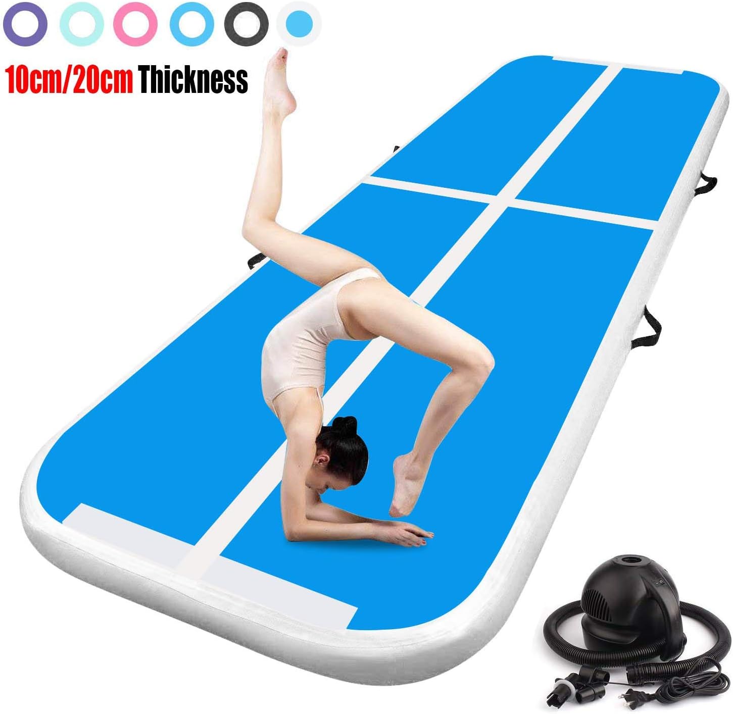 FBSPORT 13ft/16ft/20ft/23ft/26ft Inflatable Gymnastics Air Track Tumbling Mat 4/8 inches Thickness Airtrack Mats for Home Use/Training/Cheerleading/Yoga/Water with Pump : Sports & Outdoors
