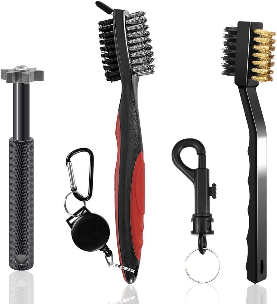 SENHAI Golf Club Groove Cleaner with 2 Pcs Golf DualBristle Brush for