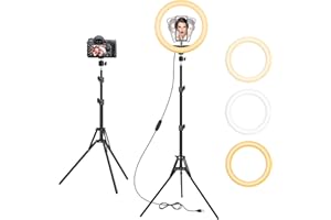 LIPETY 12.6" Selfie Ring Light with Stand and Phone Holder, Led Ring Lights for YouTube/Tiktok/Twitch Video Recording, Live Streaming, Zoom Meeting, Dimmable Ringlight with Tripod for Phones, Cameras