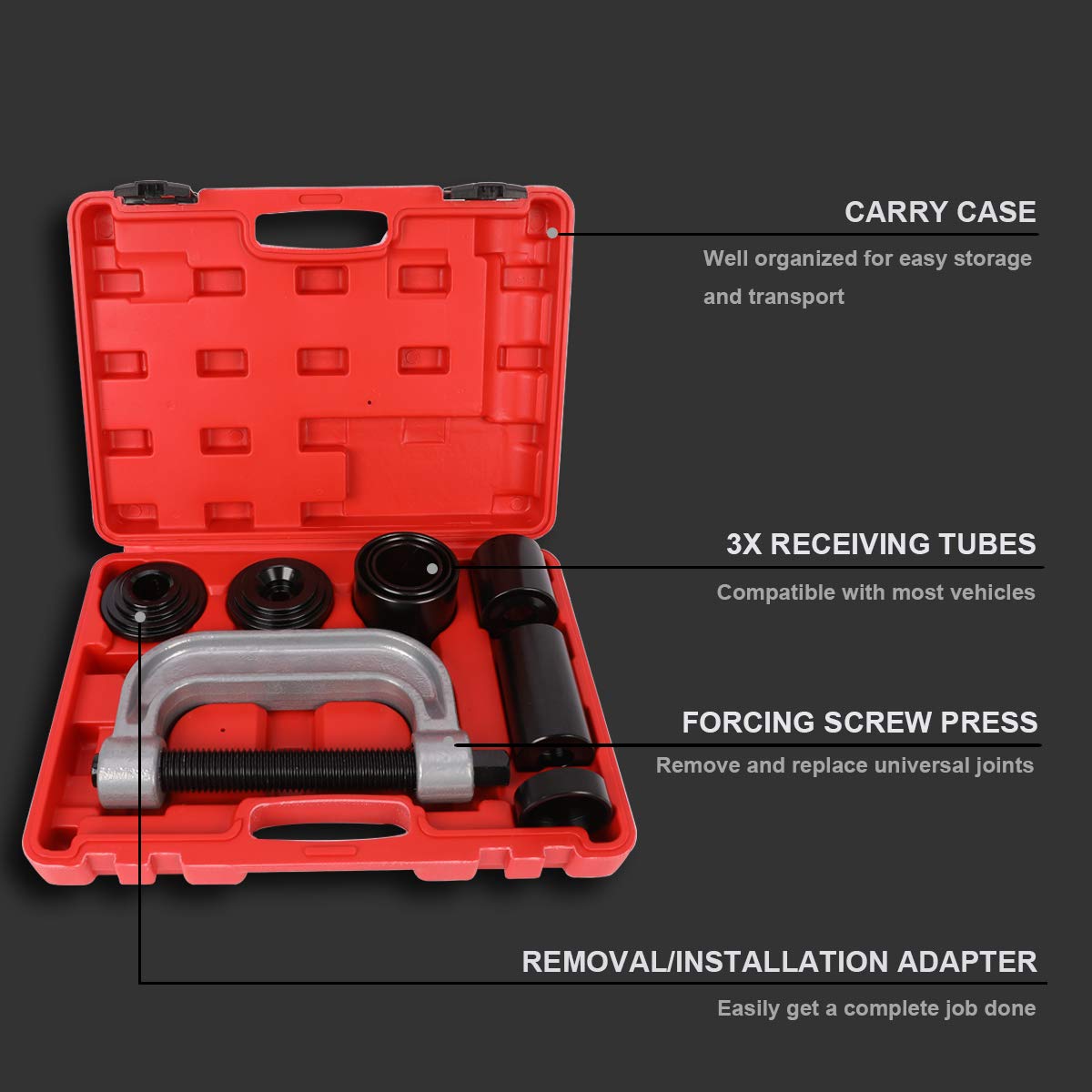 Heavy Duty Ball Joint Press & U Joint Removal Tool Kit with 4x4