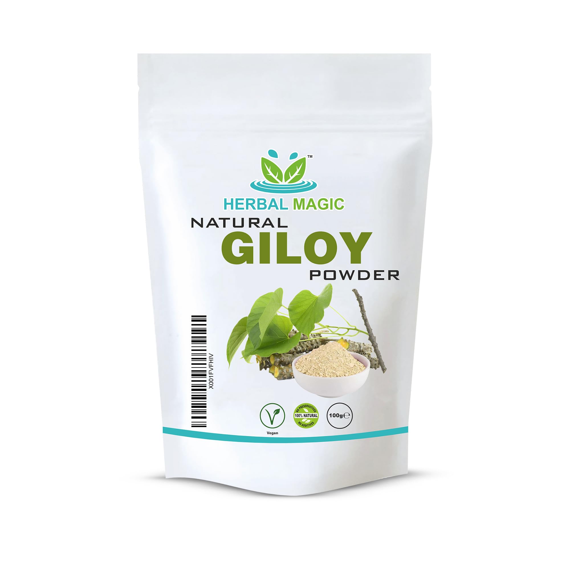 Herbal Magic's Pure & Natural Giloy Powder, for Super Smoothies, Shakes, soups - Premium Quality Powder - Free from Fillers & Preservatives - 100g