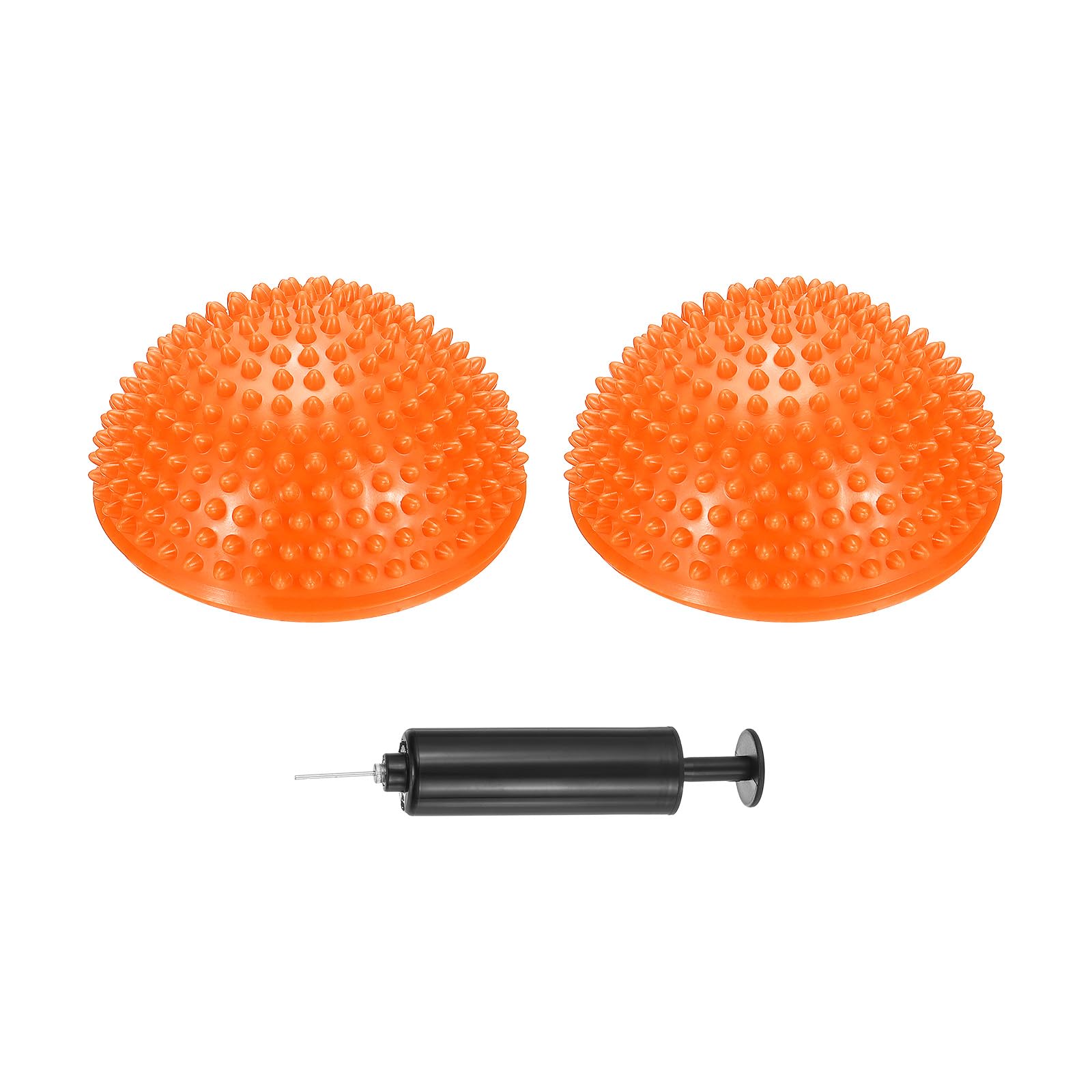 PATIKIL 2 Pcs Half Spiky Domes Balance Pods 6.7x3.1 Inch, Balance Trainer Dots with Hand Pump for Core Body Balancing Stability Training Foot Massage, Orange