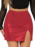 MakeMeChic Women's Faux PU Leather High Waist Split