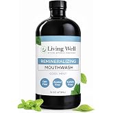 Living Well Dr. Michelle Remineralizing Mouthwash, Cool Mint | Hydroxyapatite &amp; Colloidal Silver Formula, Alcohol-Free, Fluoride-Free, Fresh Breath Support